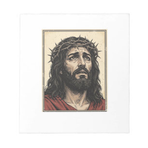 Vintage Thorn Crown Religious Portrait Vector Art_ Notepad