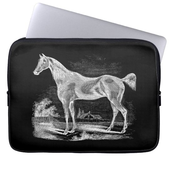 Vintage Thoroughbred Horse Equestrian Personalised Laptop Sleeve