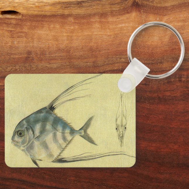Vintage Threadfin Trevally, African Pompano Fish Key Ring (Front)