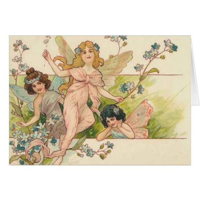Vintage- three faries with flowers (Front Horizontal)