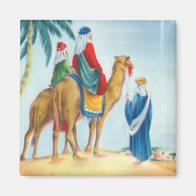 Vintage Three Wise Men Square Magnet (Front)