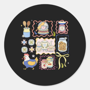 Vintage Thrifted Granny Grandma Core Coquette Chic Classic Round Sticker