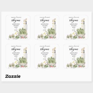 Vintage Thyme Jar Bottle  Square Sticker