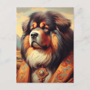 Vintage Tibetan Mastiff Dog Painting Postcard
