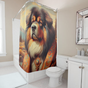Vintage Tibetan Mastiff Dog Painting Shower Curtain