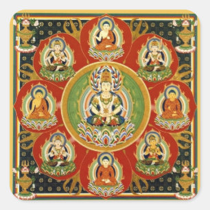 Vintage Tibetan Tantric Buddhism Buddha Mandala Square Sticker