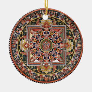Vintage Tibetan Tantric Buddhism Mandala Ceramic Ornament