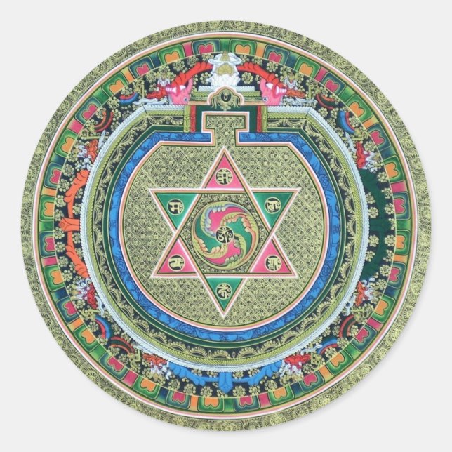 Vintage Tibetan Tantric Buddhism Mandala Classic Round Sticker (Front)