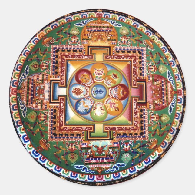Vintage Tibetan Tantric Buddhism Mandala Classic Round Sticker (Front)