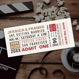 Vintage Ticket Brown Save the Date Invitation