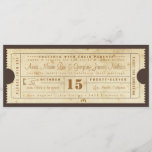 Vintage Ticket Invitation<br><div class="desc">Vintage Inspired Ticket in warm tones of Brown and Copper/Rust. Customise with your names and wedding location! Perfect for an event held in your city's historic Union Station.</div>