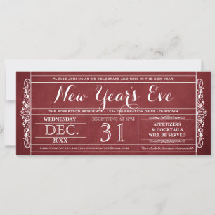 Vintage Ticket New Year's Eve Party Invitations