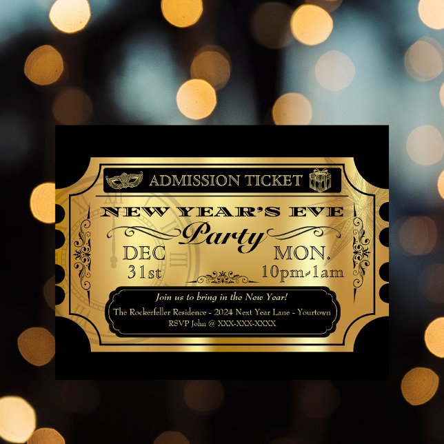 Vintage Ticket New Year's Eve Party Invitations (Creator Uploaded)