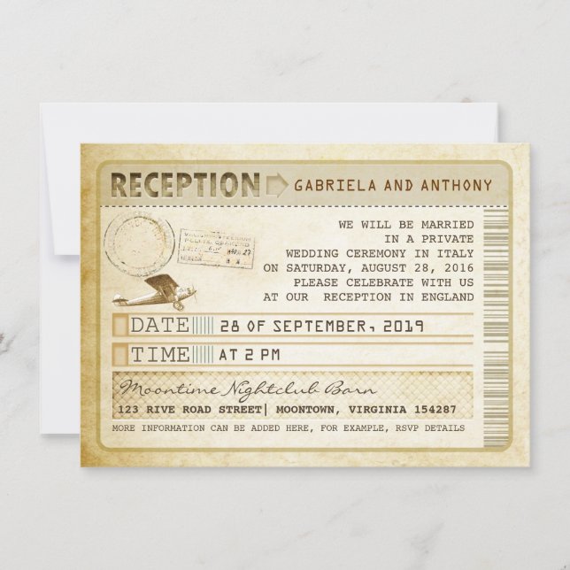 vintage ticket reception invitation (Front)