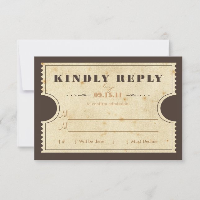 Vintage Ticket RSVP Card (Front)