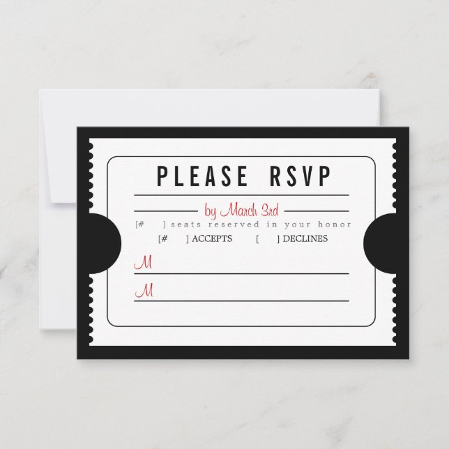 Vintage Ticket RSVP in Black (Front)