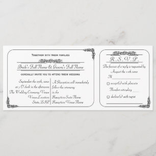 Vintage Ticket Style Wedding Invitation and RSVP