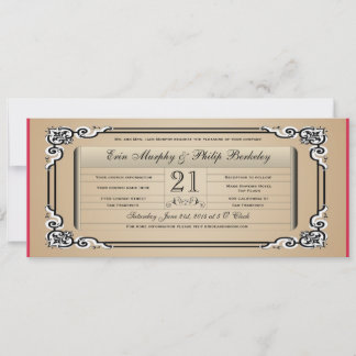 Vintage Ticket Wedding invitation