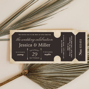 Vintage Ticket Wedding Invitation