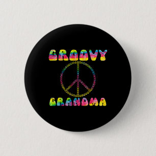 Vintage Tie Dye Peace Sign Groovy Grandma Gift 6 Cm Round Badge