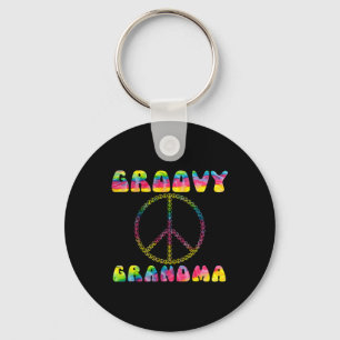 Vintage Tie Dye Peace Sign Groovy Grandma Gift Key Ring