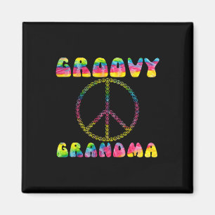 Vintage Tie Dye Peace Sign Groovy Grandma Gift Magnet