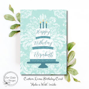 Vintage Tiered Birthday Cake With Custom Name Card