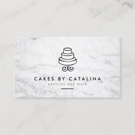 Vintage Tiered Cake Logo On White Marble Bakery Business