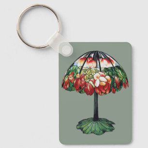 Vintage Tiffany Art Nouveau Red Lotus Floral Key Ring