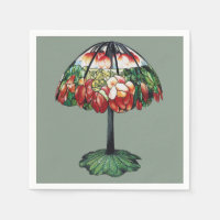 Vintage Tiffany Art Nouveau Red Lotus Floral