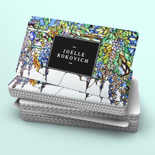 Vintage Tiffany Stained Glass Wisteria Floral Art Business Card