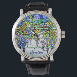 Vintage Tiffany Stained Glass Wisteria Floral Art Watch<br><div class="desc">Vintage Tiffany Stained Glass Wisteria Floral Womens Watch for your personalisation. Personalise it with recipient's name/any text or click the "Customise It" button to go to the design tool where you can change the font,  text size,  text colour,  text positioning and more or delete the text if desired.</div>
