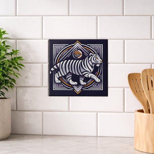 Vintage Tiger Navy Blue Ceramic Tile (Creator Uploaded)