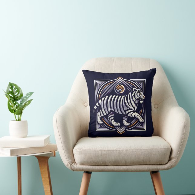 Vintage Tiger Navy Blue Cushion (Chair)