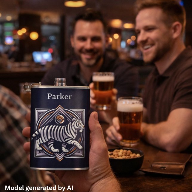 Vintage Tiger Navy Blue Hip Flask (Creator Uploaded)