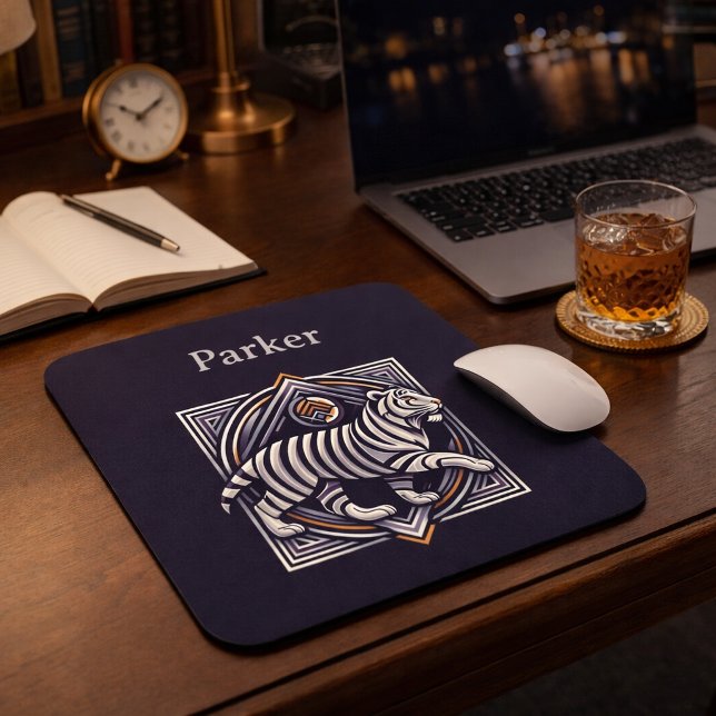 Vintage Tiger Navy Blue Mouse Pad (Creator Uploaded)