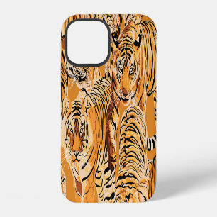 Vintage Tiger Safari Wildlife Pattern iPhone 12 Case