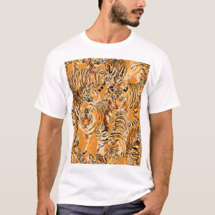 Vintage Tiger Safari Wildlife Pattern T-Shirt