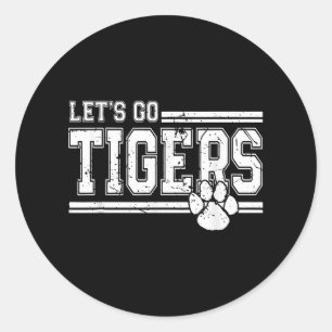Vintage Tigers School Sports Name Retro Classic Round Sticker
