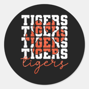 Vintage Tigers School Sports Name Spirit Back To S Classic Round Sticker