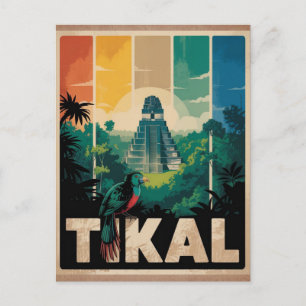 Vintage Tikal Guatemala Mayan Temple Travel Postcard