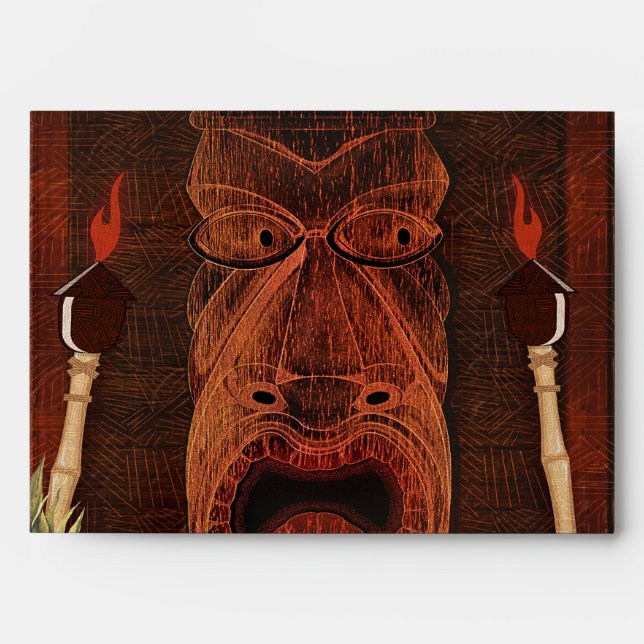 Vintage Tiki Aloha Hawaiian Luau Birthday Party Envelope (Front)