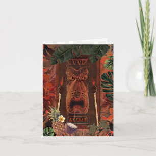 Vintage Tiki Aloha Hawaiian Luau Thank You Card