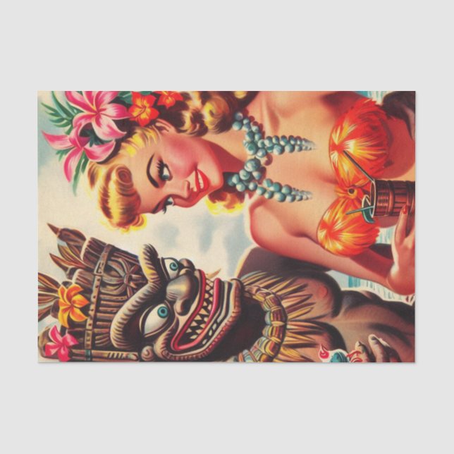 Vintage Tiki Pin-up Tissue Paper (Front)