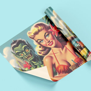Vintage Tiki Pin Up Wrapping Paper