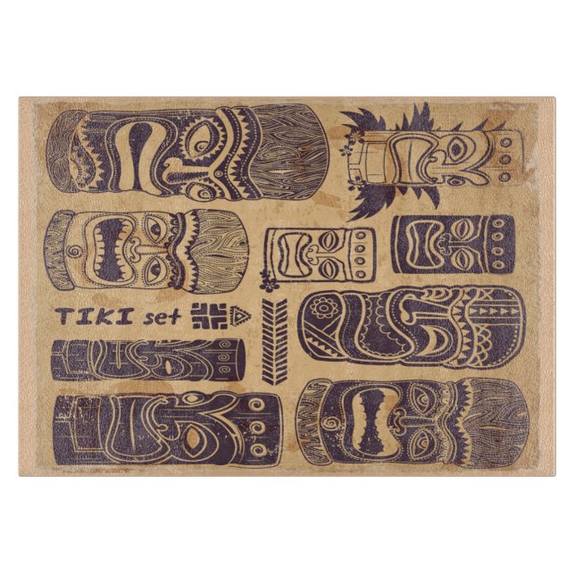 Vintage Tiki Set Cutting Board (Front)