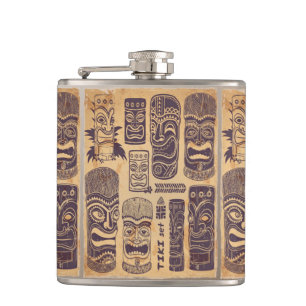 Vintage Tiki Set Hip Flask