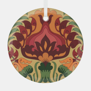 Vintage tile, Art Nouveau decor. Glass Tree Decoration
