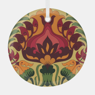 Vintage tile, Art Nouveau decor. Glass Tree Decoration