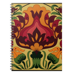 Vintage tile, Art Nouveau decor. Notebook